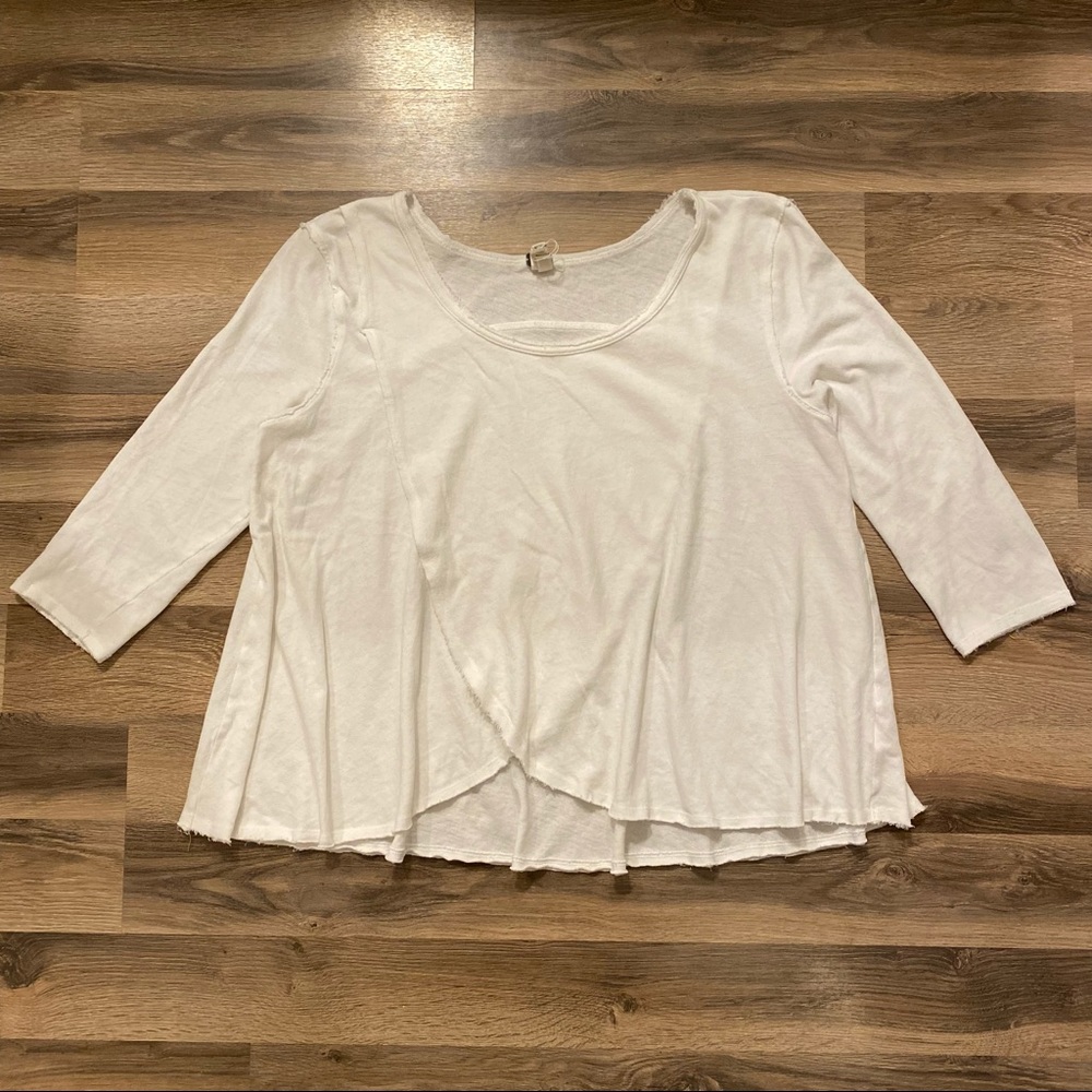 Free People White Cropped Sleeve Top - Picture 1 of 4